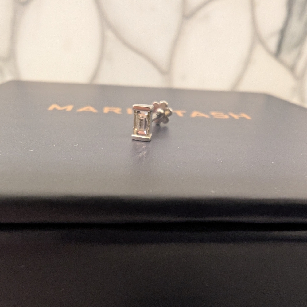 **SOLD** Maria Tash Diamond Baguette Threaded Stud - Picture 2 of 7